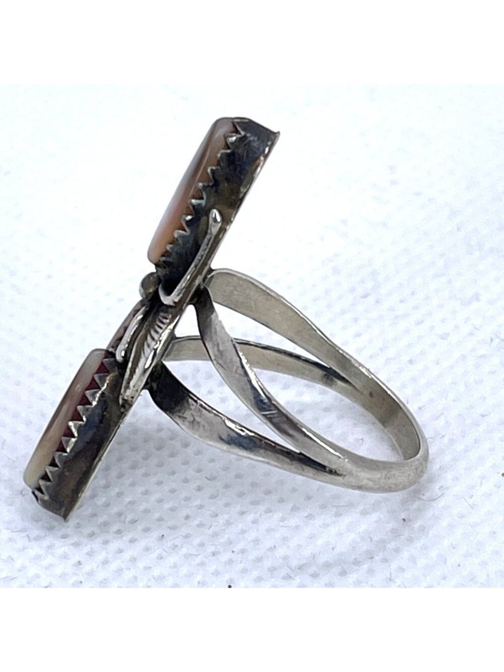 Native American Sterling Silver Mother Of Pearl Ring Statement Signed LW Sz 5.25 - Picture 16 of 16